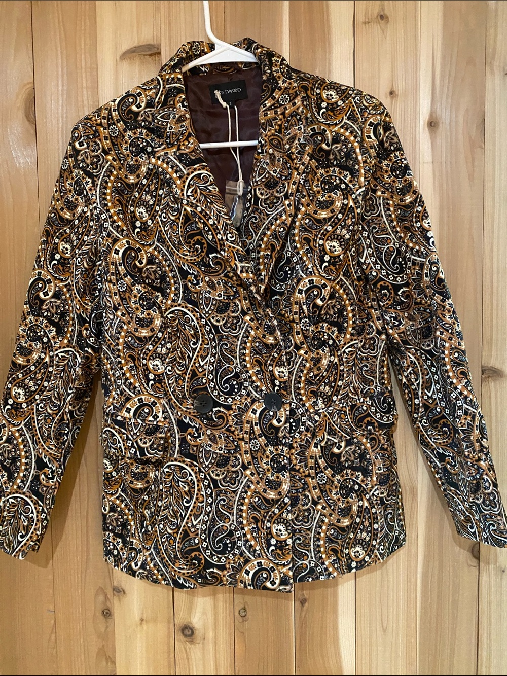 DRIFTWOOD Black & Gold Paisley Women's Blazer